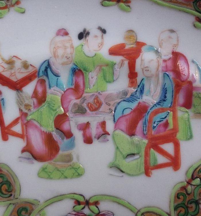 同治广彩人物纹盘细路精品图4