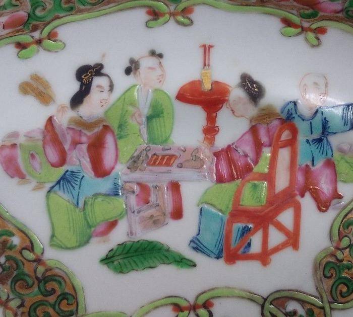 同治广彩人物纹盘细路精品图5