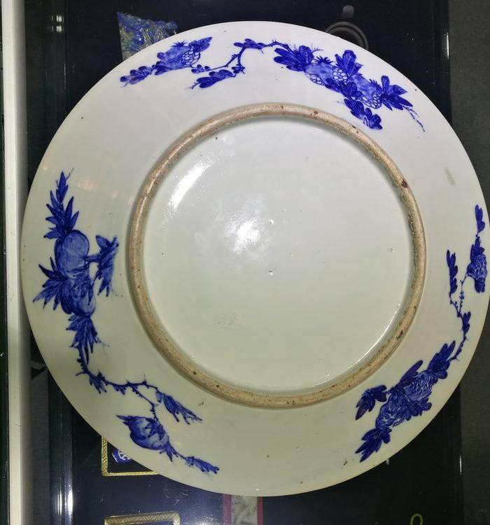 清 青花 风景人物 巨型圆盘图7