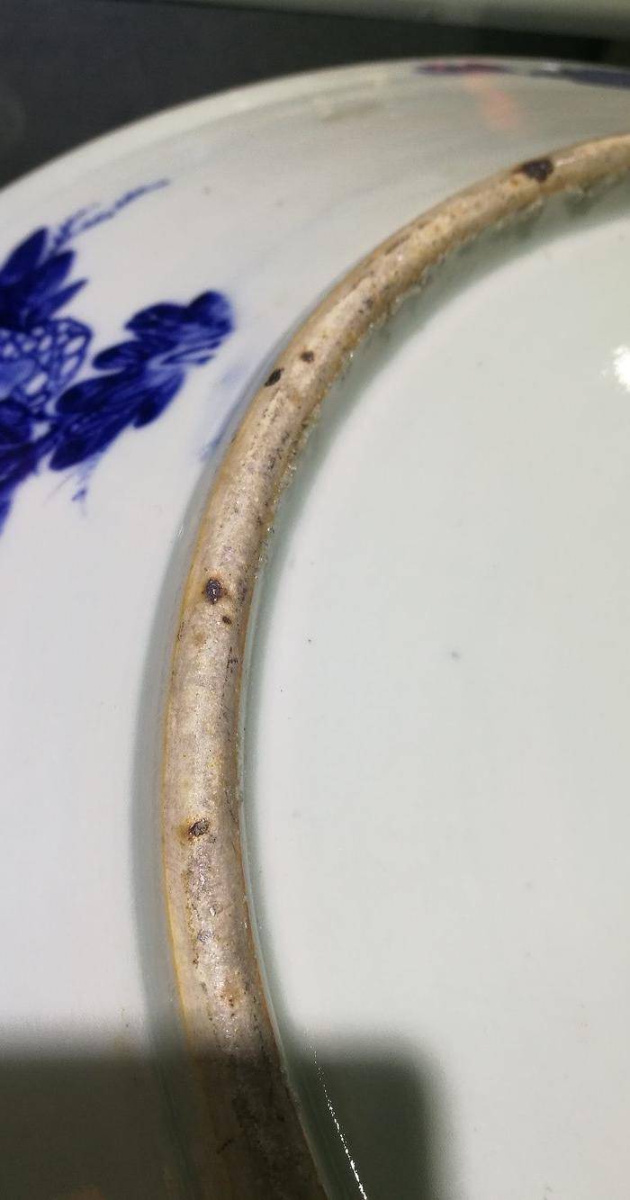 清 青花 风景人物 巨型圆盘图9