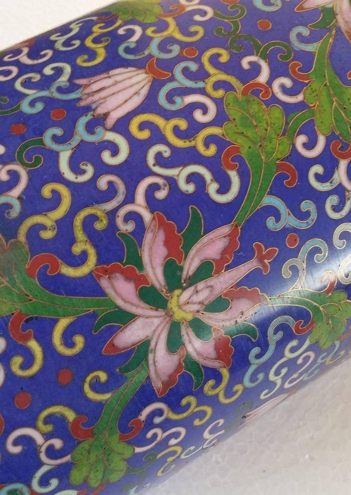 欧洲直邮 创汇期 景泰蓝 宝相花 帽筒图6