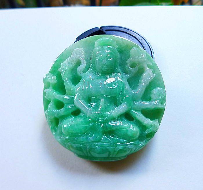 自然光实拍!天然A货好种绿千手观音图9