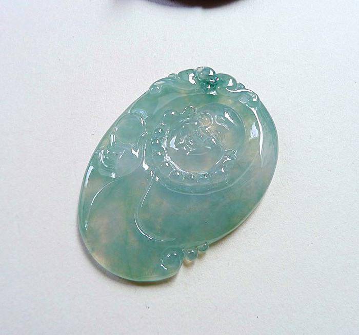 自然光实拍!天然A货种水好开心玉佛图2