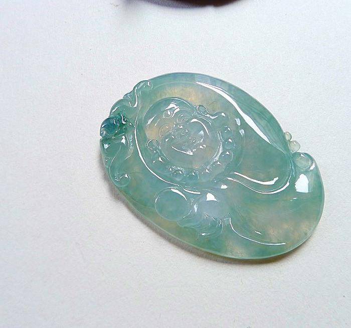 自然光实拍!天然A货种水好开心玉佛图3