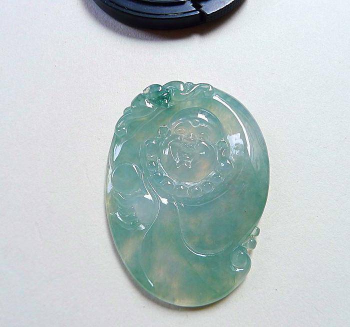 自然光实拍!天然A货种水好开心玉佛图6