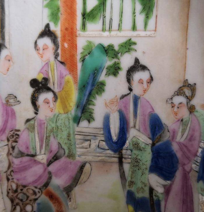 嘉道细路广彩开光人物小盘包真包老图3
