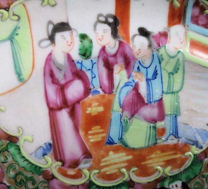 清光绪广彩人物大盘包真包老图4