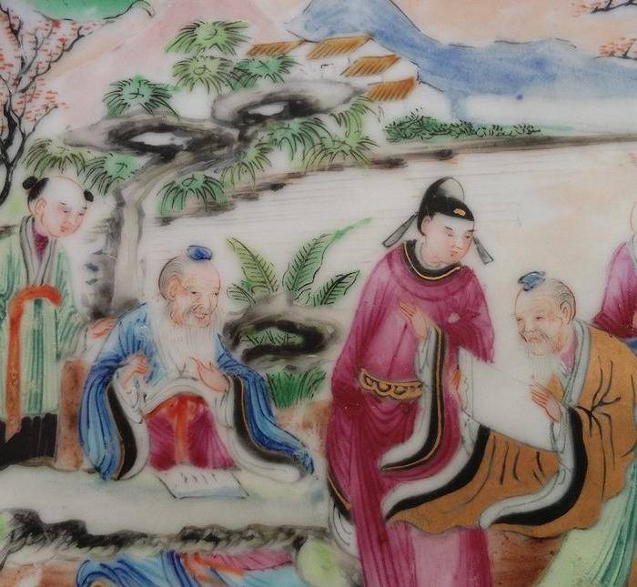 清晚期广彩精品开窗海棠型盘图3