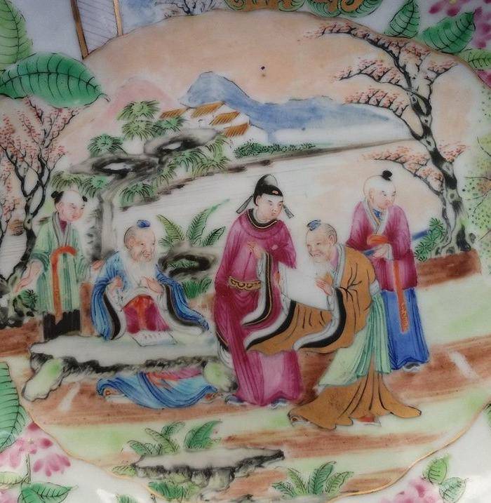 清晚期广彩精品开窗海棠型盘图5