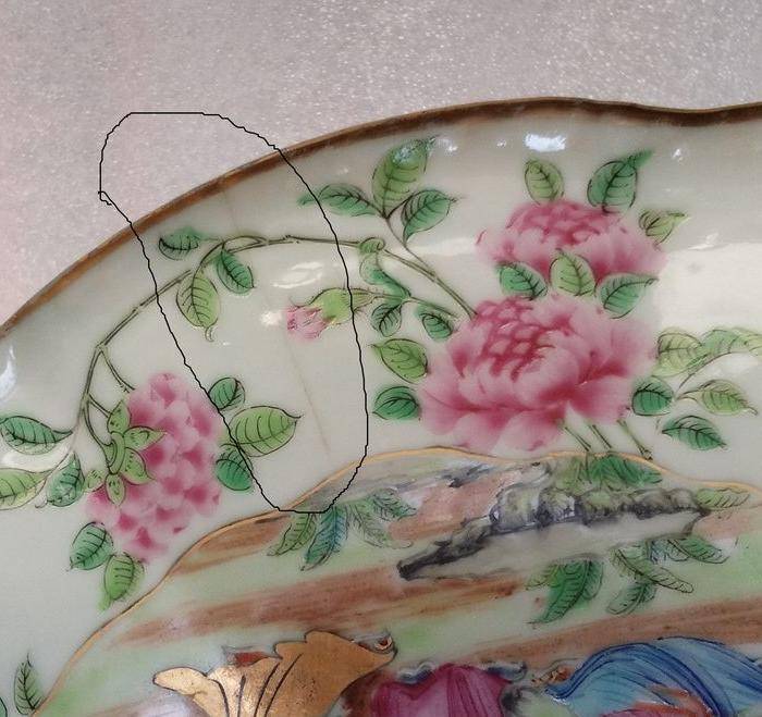 清晚期广彩精品开窗海棠型盘图8