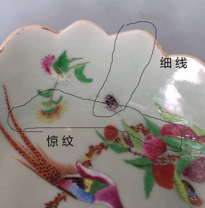 清晚期豆青粉彩花鸟草虫纹莲瓣大碗包真包老图6