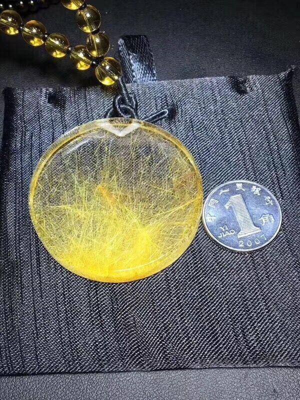 纯天然金发晶圆牌吊坠毛衣链图2