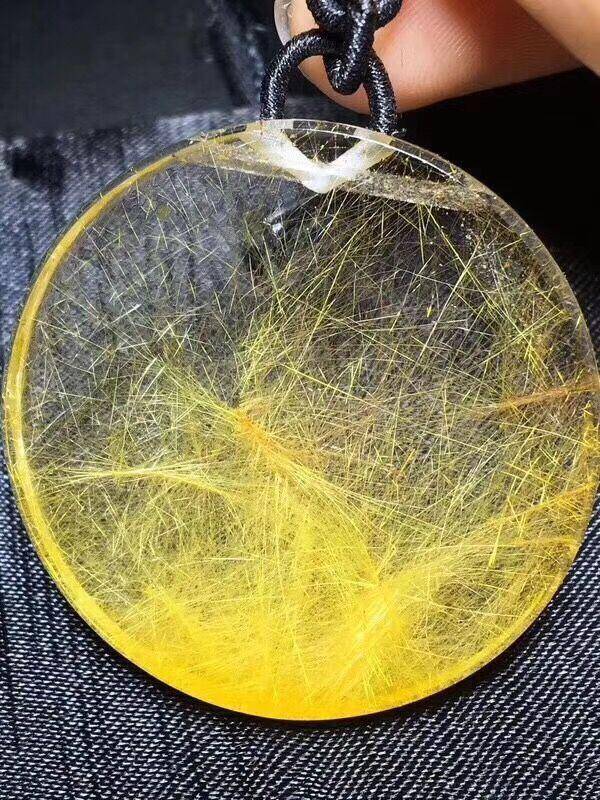 纯天然金发晶圆牌吊坠毛衣链图8