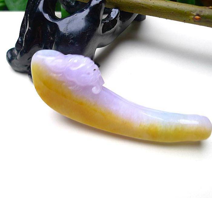 自然光实拍!天然A货翡翠紫罗兰双彩特色烟嘴图2