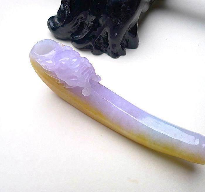 自然光实拍!天然A货翡翠紫罗兰双彩特色烟嘴图3