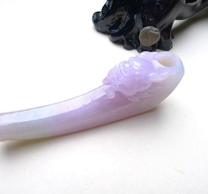 自然光实拍!天然A货翡翠紫罗兰双彩特色烟嘴图6
