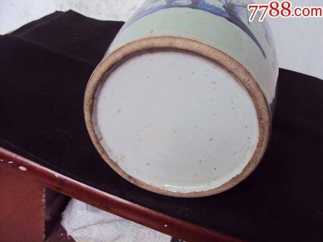 全品大清光绪青花双凤戏牡丹大花瓶一件图8