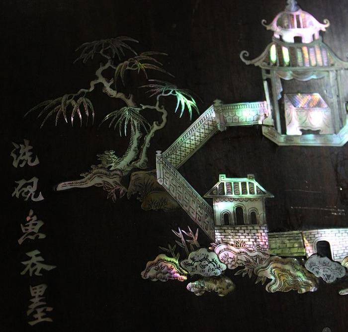 精美无比 清 紫檀镶嵌五彩螺钿屏图5