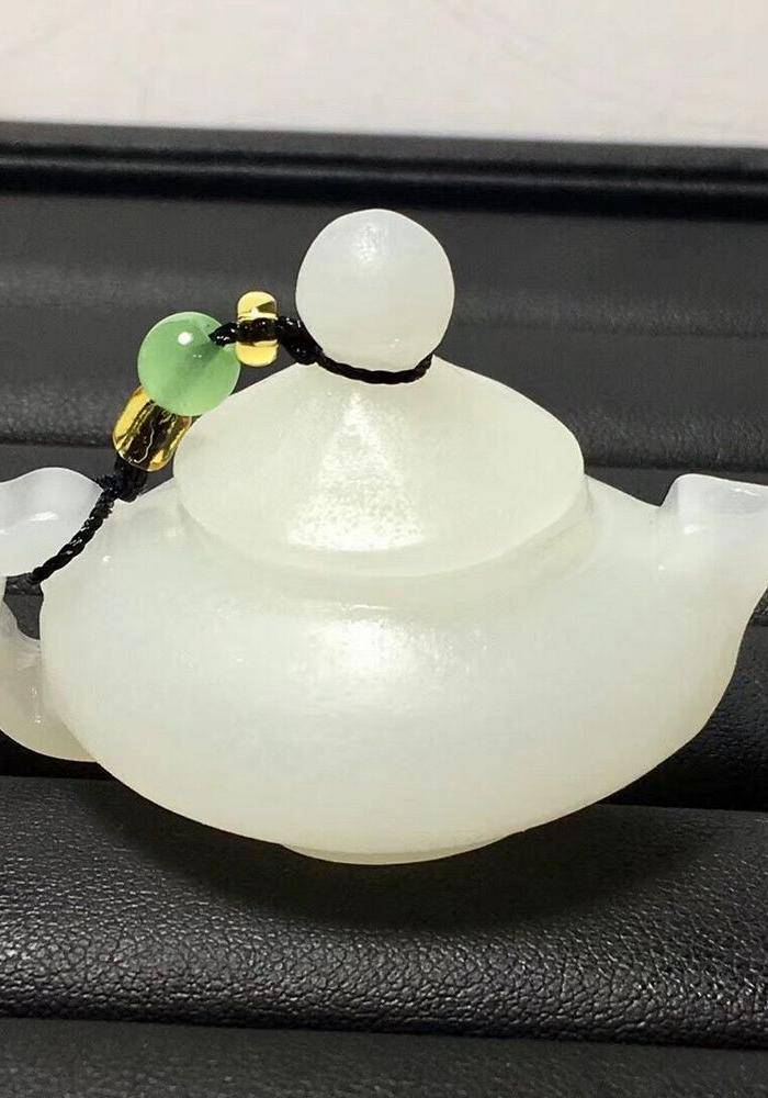 天然阿富汗玉把把壶手把件图6