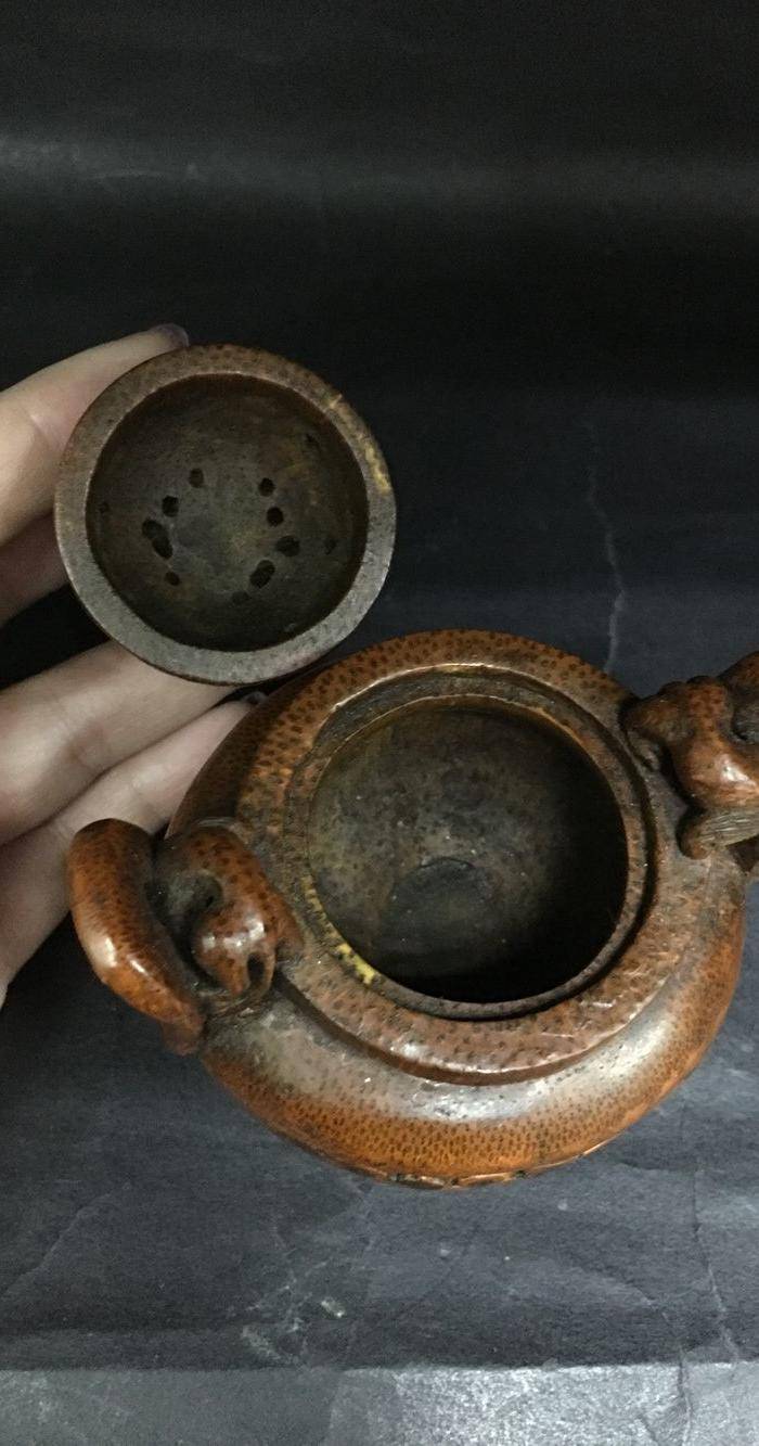 竹雕三角香薰炉图8