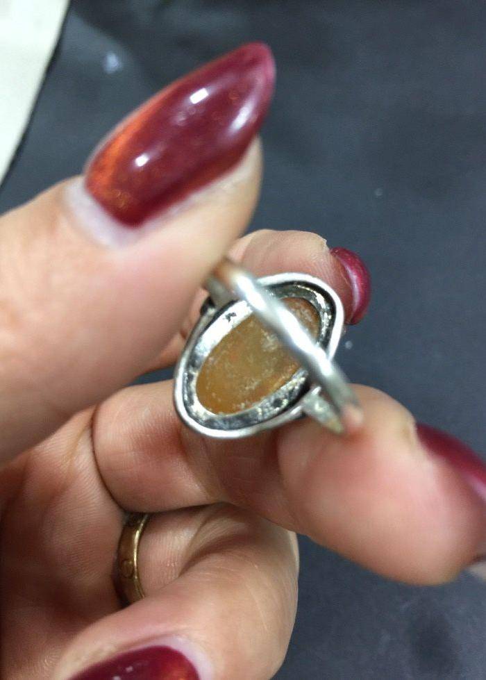 8128欧洲回流银嵌琥珀戒指图5