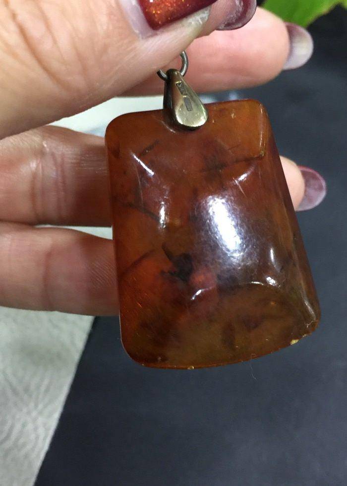 8130俄罗斯银工扣头琥珀坠子图4