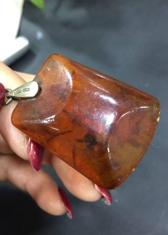 8130俄罗斯银工扣头琥珀坠子图6