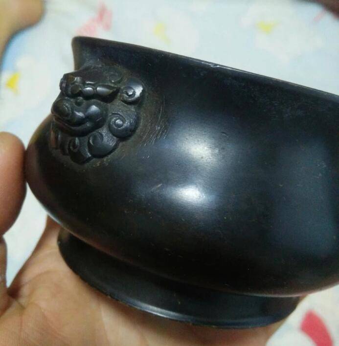 清代大明宣德款,铜狮耳炉图3