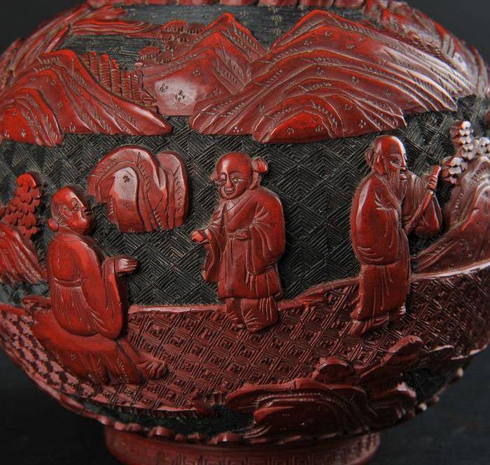 重器 欧美回流 清 剔红长颈瓶一对图5
