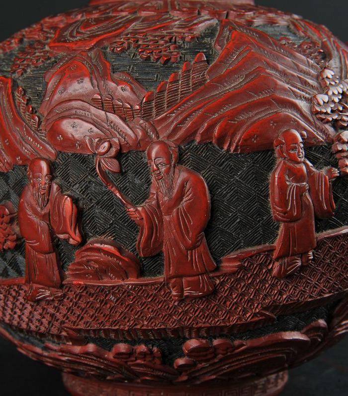 重器 欧美回流 清 剔红长颈瓶一对图6