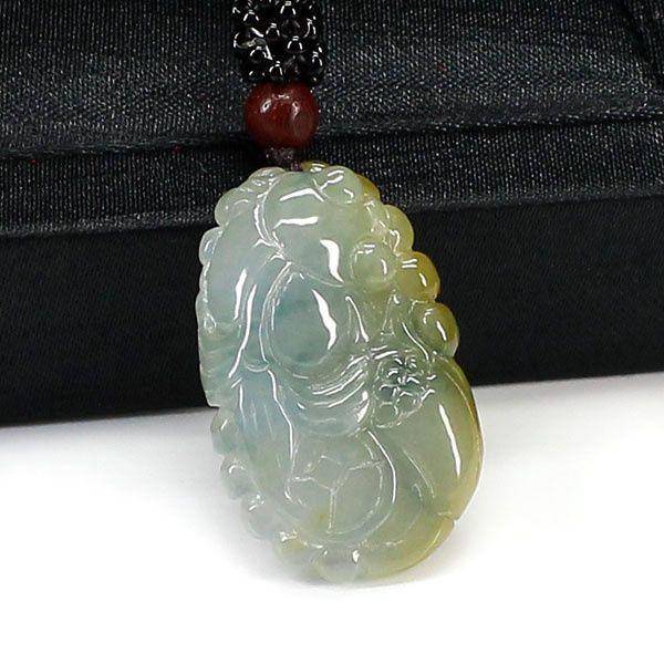 双彩巧雕翡翠年年有余挂件6562图2