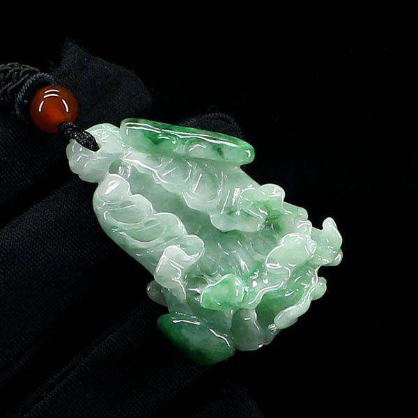 阳翠绿翡翠百财聚来挂件1670图3