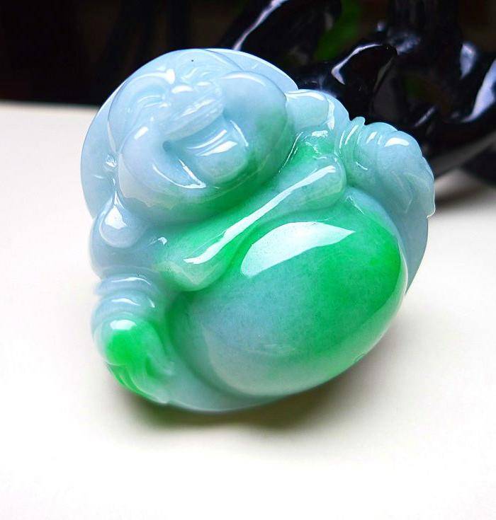天然A货翡翠老坑水润飘阳绿大度笑佛图4