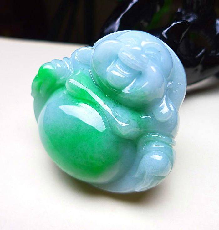 天然A货翡翠老坑水润飘阳绿大度笑佛图5