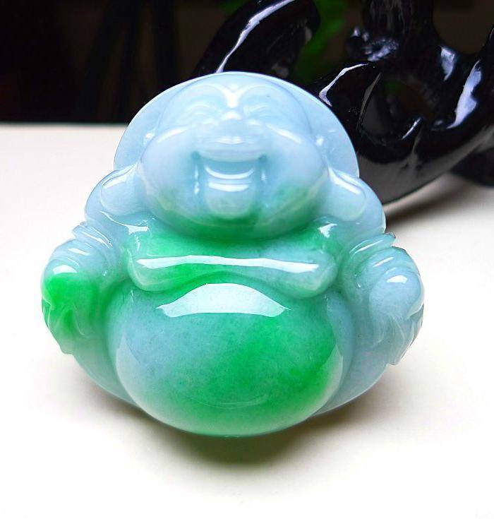天然A货翡翠老坑水润飘阳绿大度笑佛图2