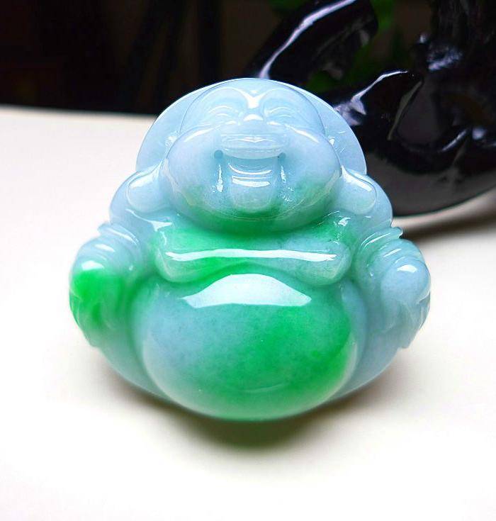 天然A货翡翠老坑水润飘阳绿大度笑佛图6
