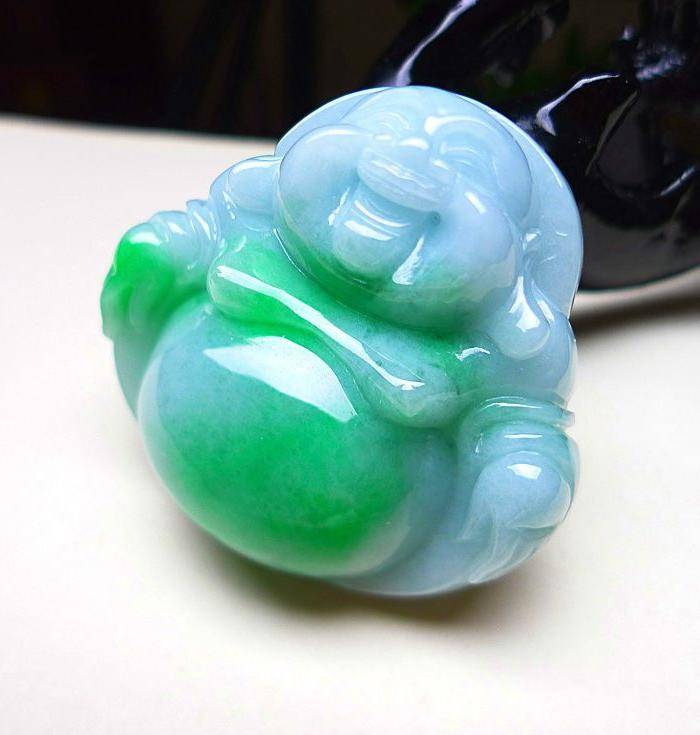 天然A货翡翠老坑水润飘阳绿大度笑佛图7