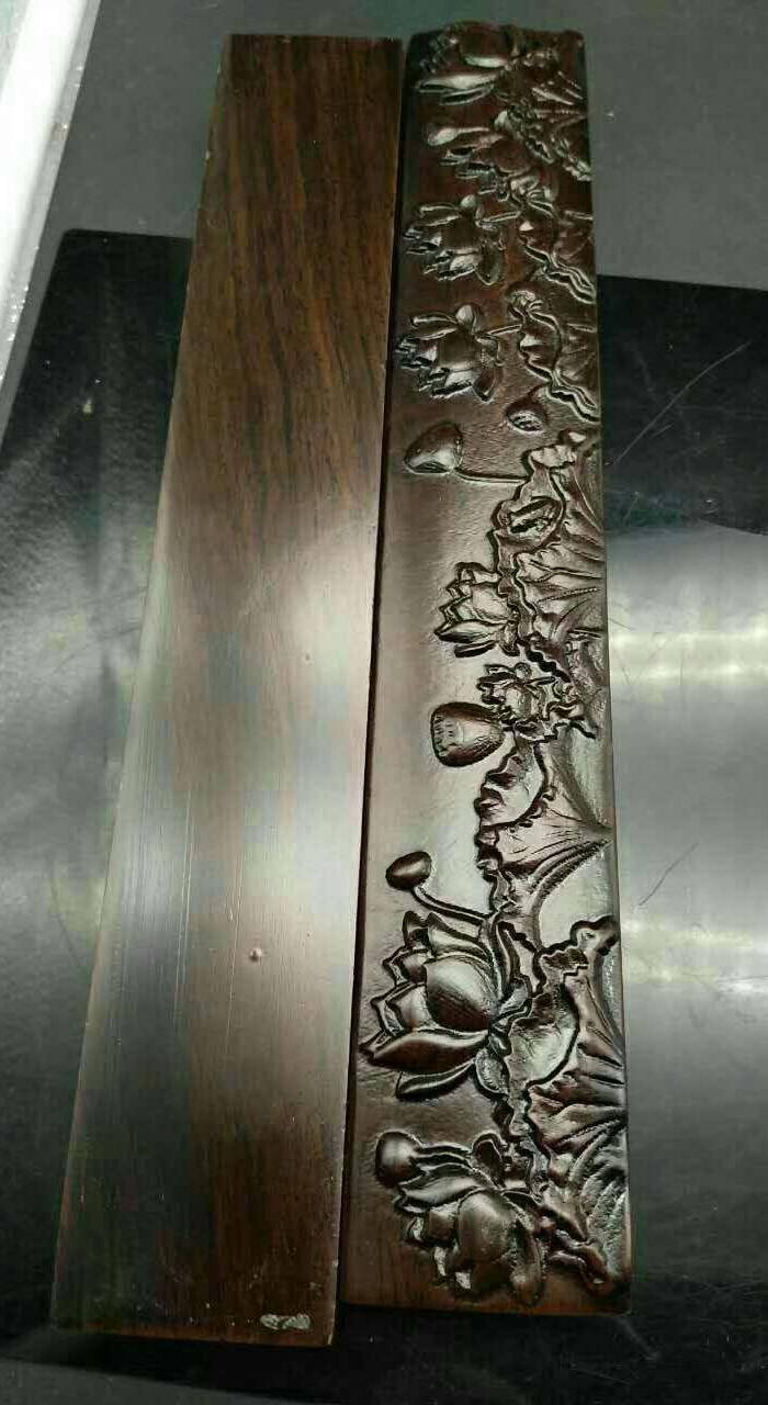 黑檀木雕花镇尺一对图2