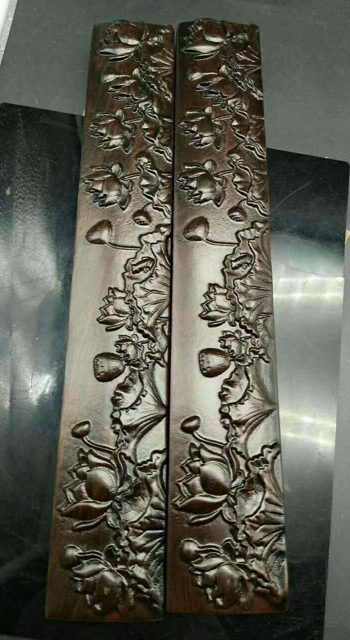 黑檀木雕花镇尺一对图3
