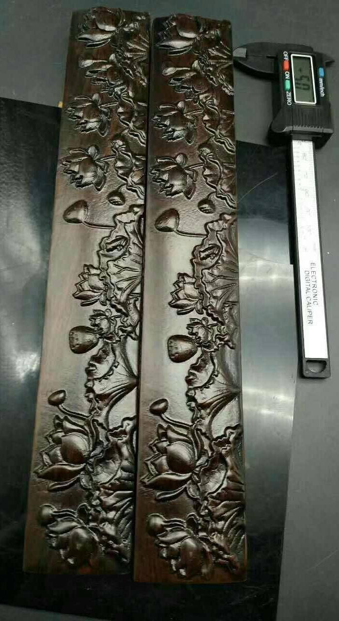 黑檀木雕花镇尺一对图5
