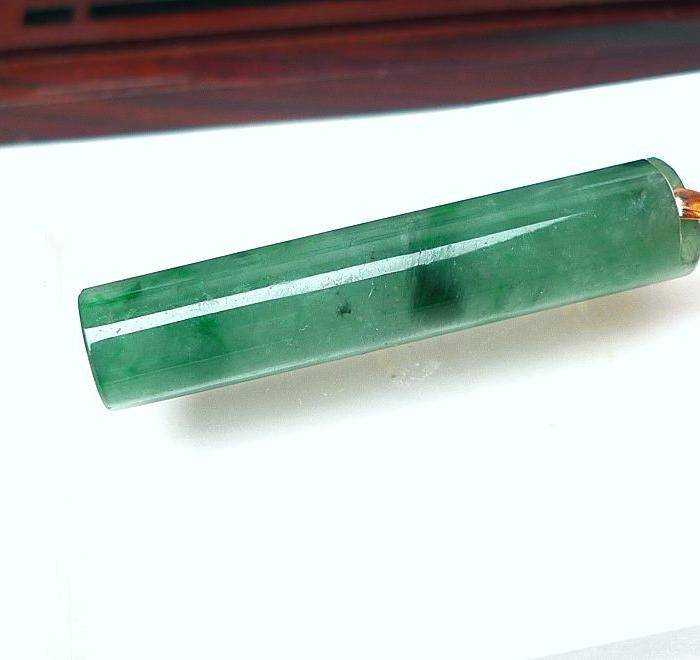 金牌 冰润满绿拎管吊坠图9