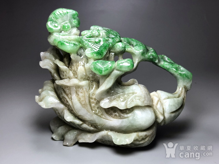 精品 收藏级重器 清代老翡翠白菜摆件一件