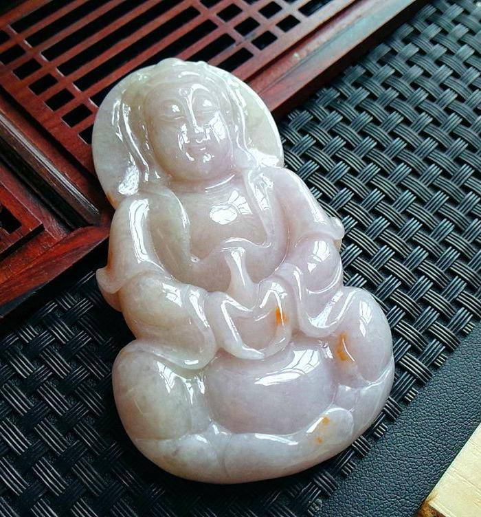 金牌 冰润双彩大观音坐莲吊坠图2