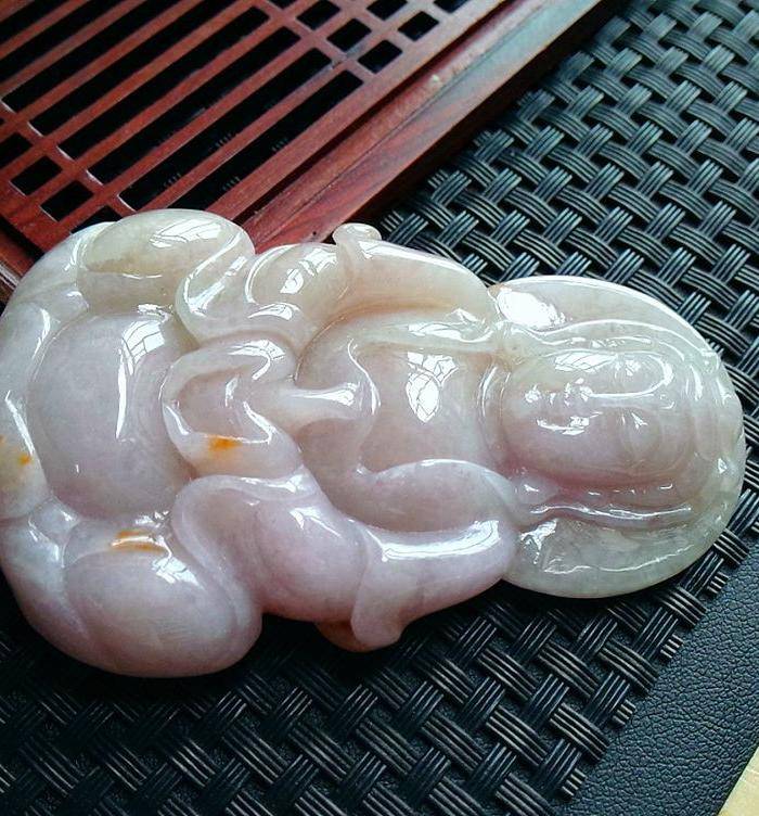 金牌 冰润双彩大观音坐莲吊坠图3