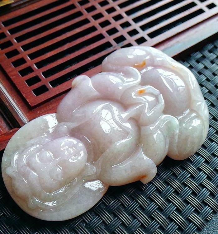 金牌 冰润双彩大观音坐莲吊坠图8
