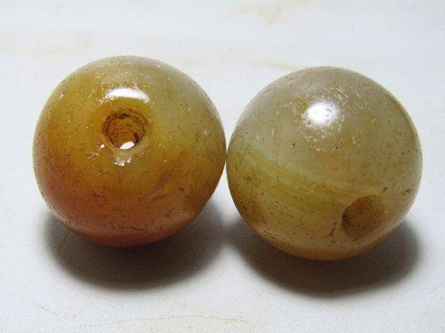 唐 玛瑙珠一对 包浆熟厚图4