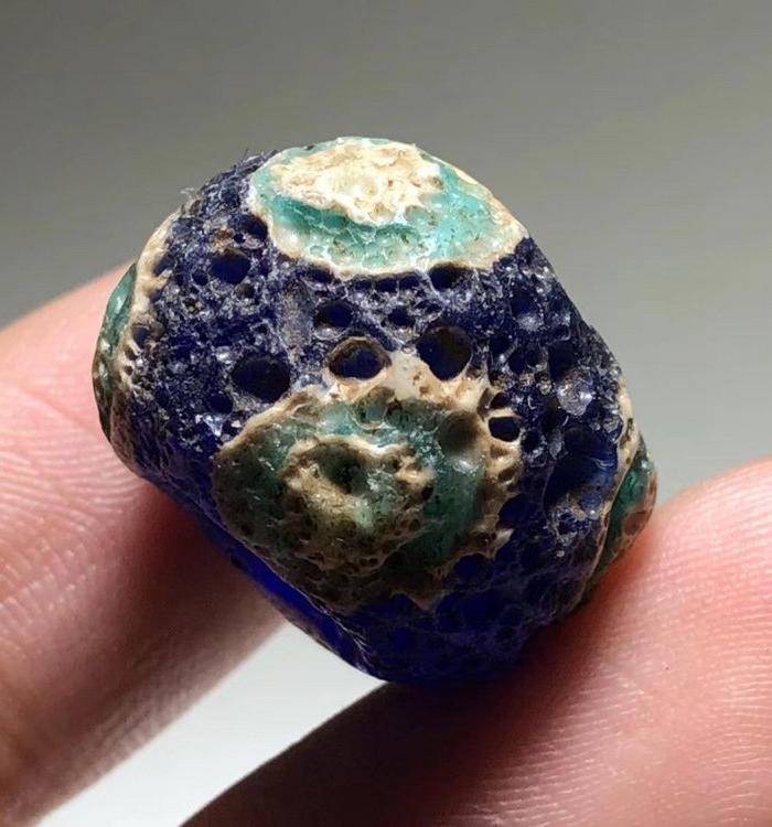 战汉 蓝色 琉璃 蜻蜓眼 一对 工艺复杂 皮克风华清晰 保存好图3