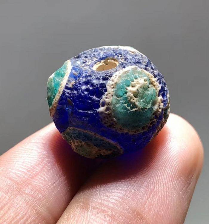 战汉 蓝色 琉璃 蜻蜓眼 一对 工艺复杂 皮克风华清晰 保存好图6