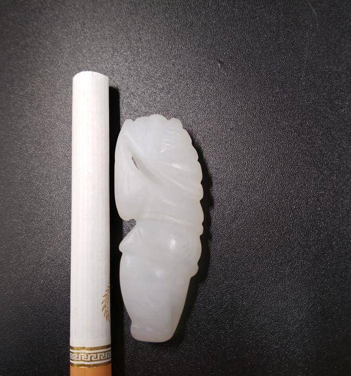 清代白玉 持莲童子图9
