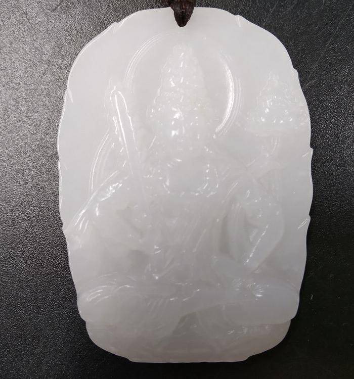 和田玉 文珠菩萨玉佩 白度一级图4